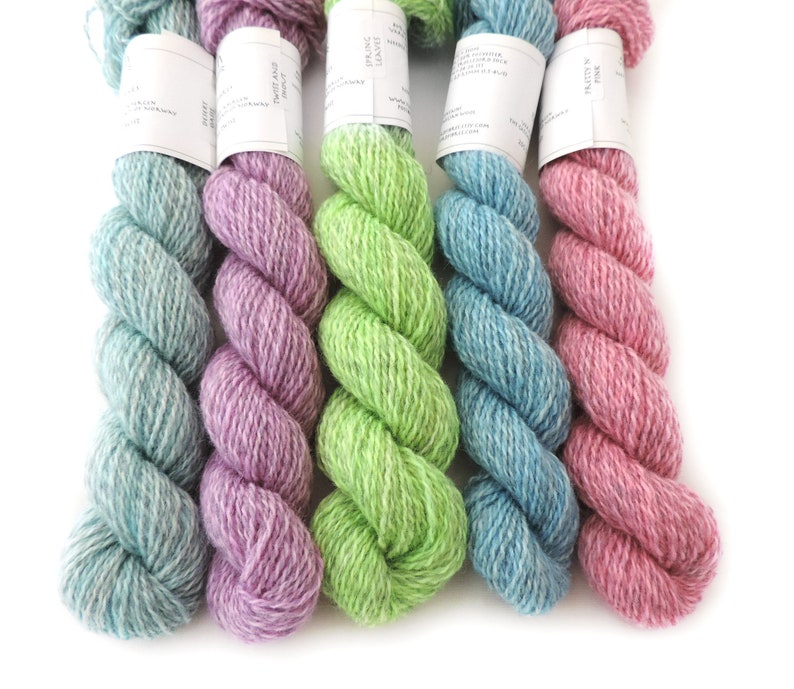 Marled mini set Hand Dyed Sock Yarn Variegated Yarn Norwegian wool Indie dyed Yarn Mini skeins image 1