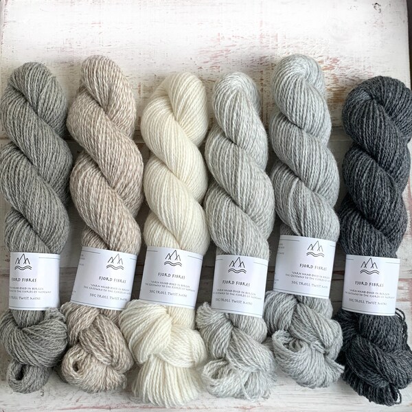 Natural undyed yarn mixed set  - Sock yarn  - Norwegian wool - Knitting yarn -  Non superwash - woollen spun