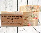 Green Tea Soap 6 oz Thick Bar Soap Aloe Vera Soap Silk Soap Palm Free Soap Herbal Tea Soap Cold Process Soap Handmade Soap