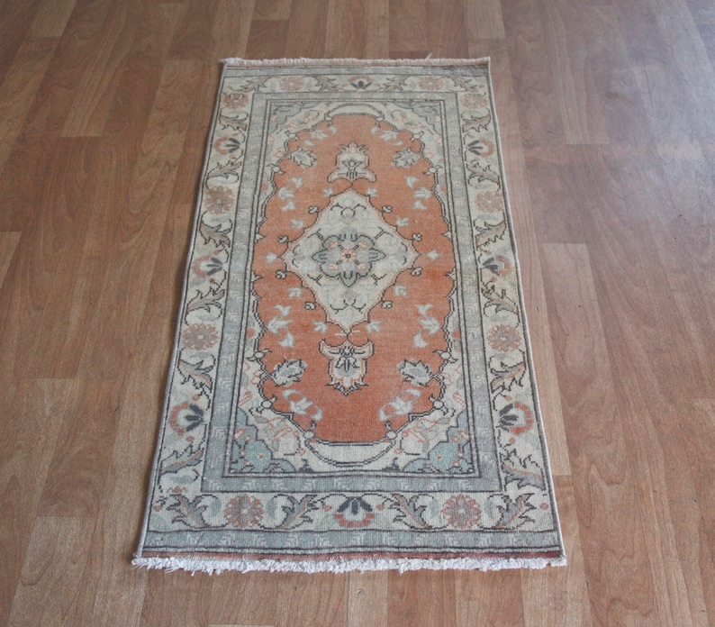 Tribal rug 3/'5x1/'10 Rug,Bathroom rug,Small Rug,muted tone rugs,Vintage Rug,Vintage Rug,Doormat Rug,Oushak Rug,Oriental Rug,Turkey Rug