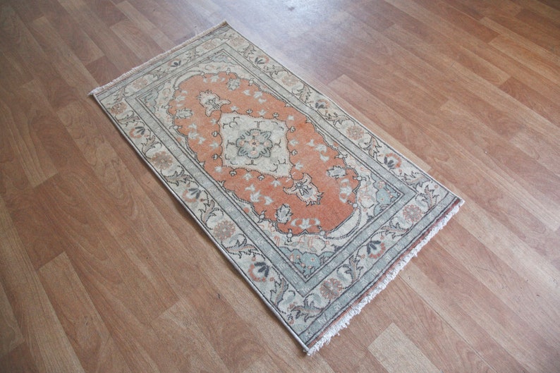 Tribal rug 3/'5x1/'10 Rug,Bathroom rug,Small Rug,muted tone rugs,Vintage Rug,Vintage Rug,Doormat Rug,Oushak Rug,Oriental Rug,Turkey Rug