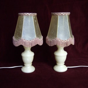 PAAR ANTIQUE VINTAGE Französisch Alabaster Boudoir, Tischlampen, Leuchten