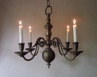 ANTIQUE  FRENCH LOUISXVI Solid Bronze 4 branch candle chandelier circa 1900's