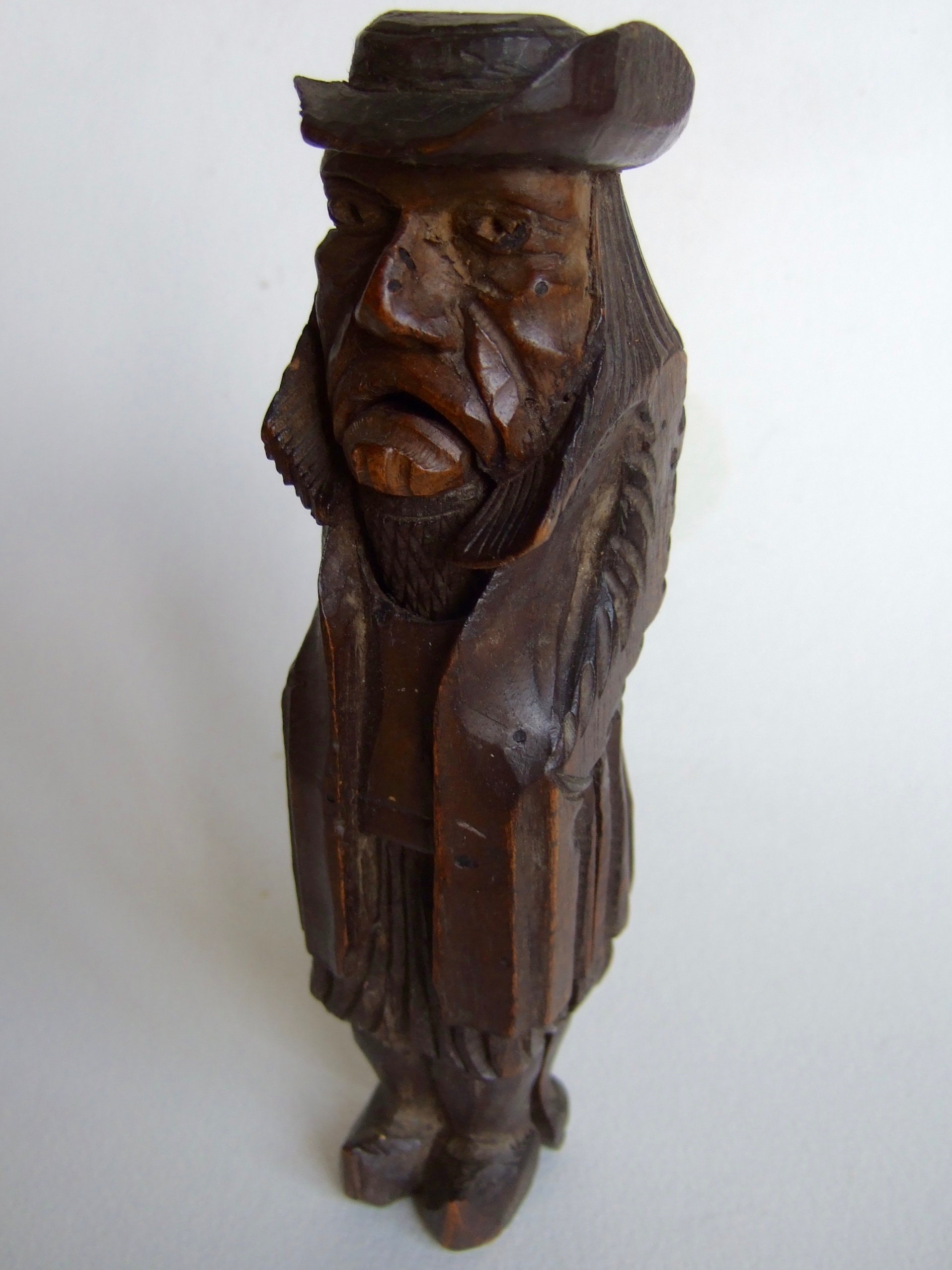 TRÈS RARE ANCIEN Casse-Noix Noisette en Bois Sculpté escargot Antique Nutcracker EUR 249,00