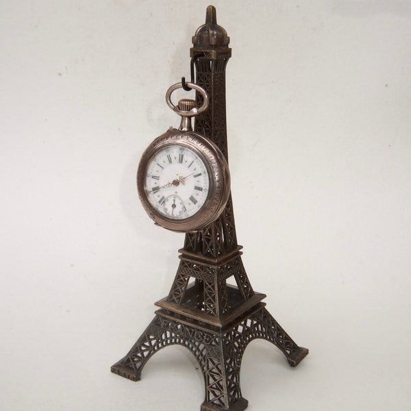 ANTIQUE VINTAGE FRENCH Pocket Watch stand, display, holder Tour Eiffel