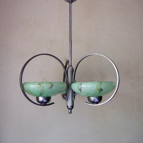 CLASSIC ANTIQUE  FRENCH art deco three branch chandelier, 1930's