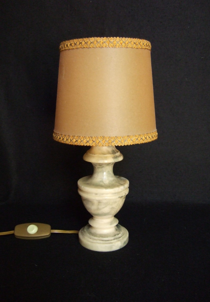 Antique Vintage French Marble Alabaster Table Lamp Light