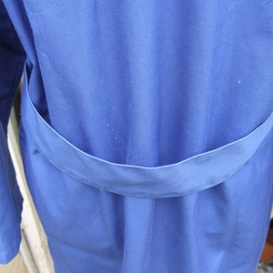 Vintage blue cotton mix French work wear chore wear long jacket / coat by Barbe Bleue