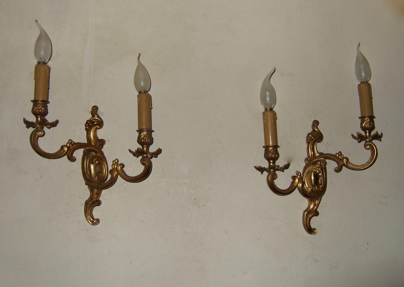 PAIR ANTIQUE FRENCH Large gilt sconces store Popular overseas bronze2 light wall branch