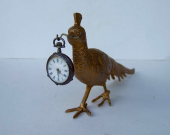 ANTIQUE FRENCH Pocket Watch stand, display, holder circa 1930 pheasant