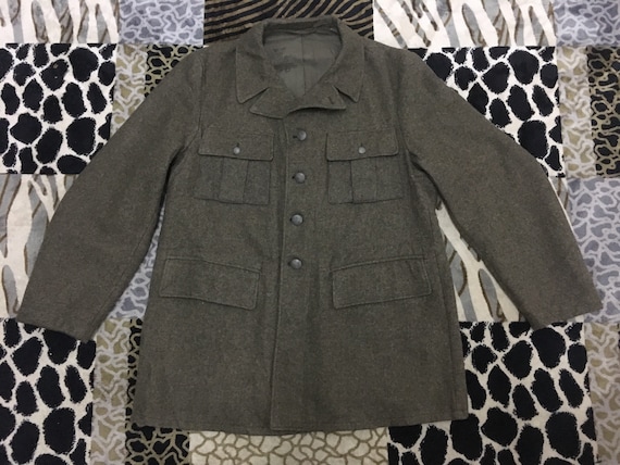 Vintage Military Army Wool Jacket Swedish Army But