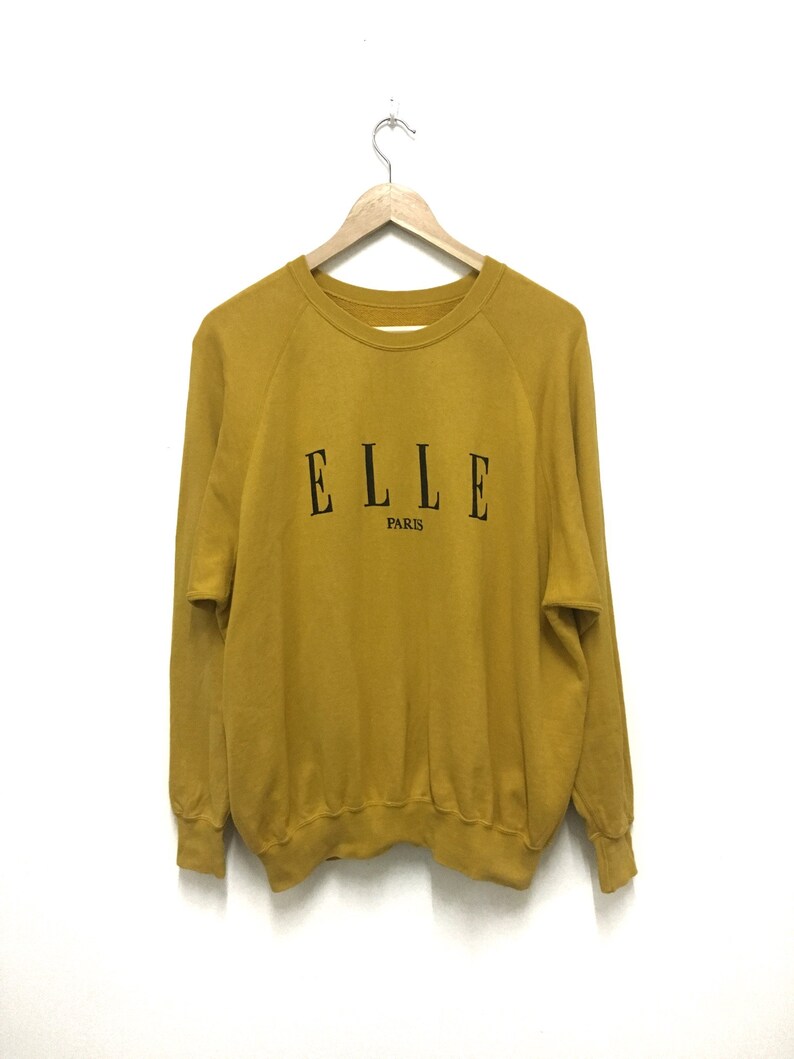 Elle Paris Sweatshirt Sweater Jumper Pullover size L long sleeve spell out