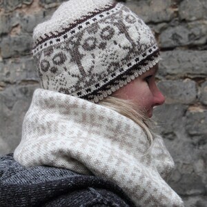 Bonnet d'hiver nordique tricoté avec tableau des hiboux, accessoires d'hiver, joli cadeau de Noël décontracté, cadeau pour lui, cadeau pour elle, chapeau unisexe.
