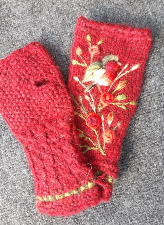 Acquista Eleganti Guanti Da Donna Ricamo Uccelli Guanti Lavorati A Maglia Senza Dita Guanti Invernali In Italia A Partire Da 7.45 - Foto 8