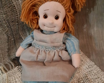 Handgemachte Puppe ANNA, natürliche Faser Kunstpuppe, weiche und lässige Textilpuppe, schönes Geschenk für Mädchen, ÖKOLOGISCHEs Spielzeug.