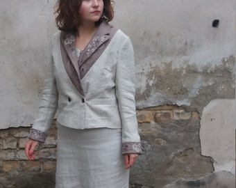 Embroidered linen jacket,bohemian clothing,linen summer jacket with embroidery wildflowers,linen clothes.