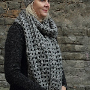 Merino wool crochet scarf,winter accessories,Christmas gift,soft and casual gift,gray crochet scarf,comfort life,scarves and wraps.