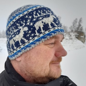Bonnet nordique tricoté avec élan, casquette pour homme en laine, accessoires d'hiver doux et décontractés, joli cadeau de Saint-Valentin pour lui, bonnet écologique pour marcher