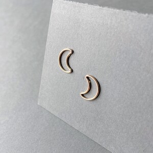 Gold filled moon studs, moon earrings, crescent moon earrings, dainty moon studs, delicate gold filled moon earrings, minimal moon earrings