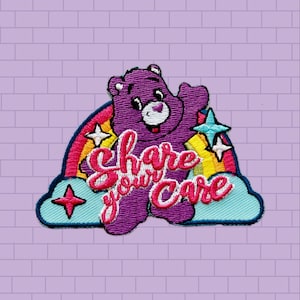 Care Bears Inspired &quot;Share Your Care&quot; Embroidered Iron-on patch