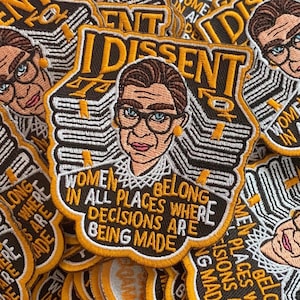 Ruth Bader Ginsburg &quot;I DISSENT&quot; Embroidered Iron-on patch