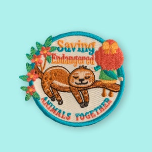 Saving Endangered Animals Together Embroidered Iron-on patch, Raise Awareness