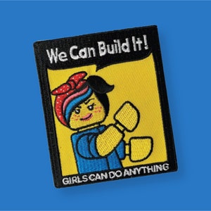 Rosie the Riveter inspired &quot;We Can Build It&quot; Embroidered Iron-on patch