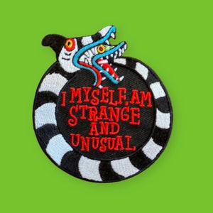 Beetlejuice inspired "I Myself Am Strange and Unusual" Embroidered Iron-on patch