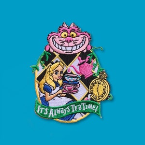 Alice in Wonderland Inspired "It’s Always Tea Time" Embroidered Iron-on patch