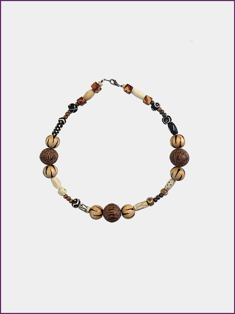Palm wood Cube Wood Beads Rocky Road Ice Cream Necklace Tribal bone beads Wood Coated Burnt flame pattern,Earth Multi Round Wood beads