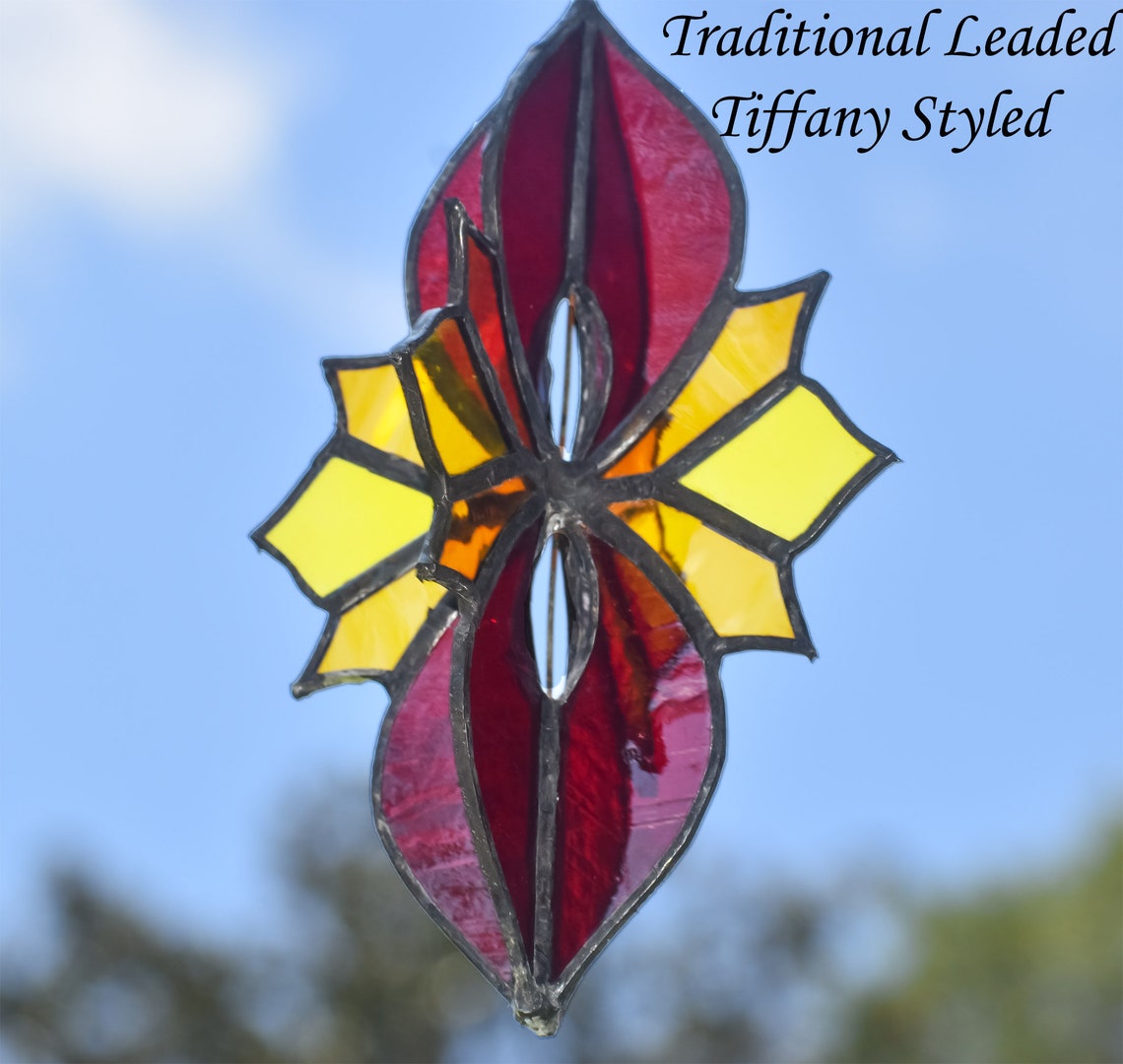 Stained Glass Hour Glass Shaped Sun Catcher Etsy