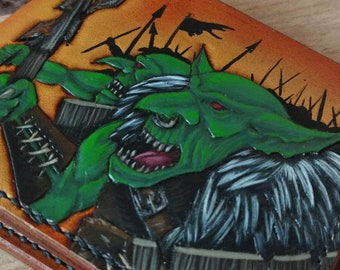 Handmade Fantsy Leather Wallet - Goblins. Free Shipping