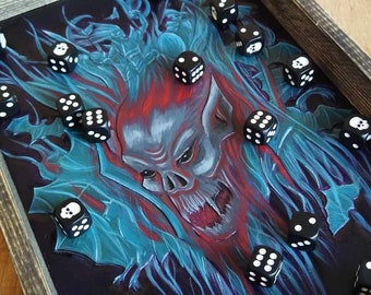 Handmade Fantasy Leather / Wooden Dice Tray. Vampire & Undead inspired. Free Shipping!