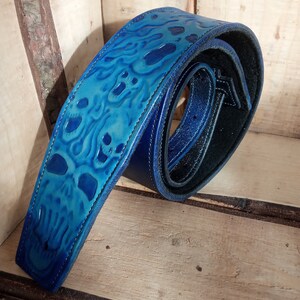 Guitar strap Blue skulls & souls. Free Shipping image 3