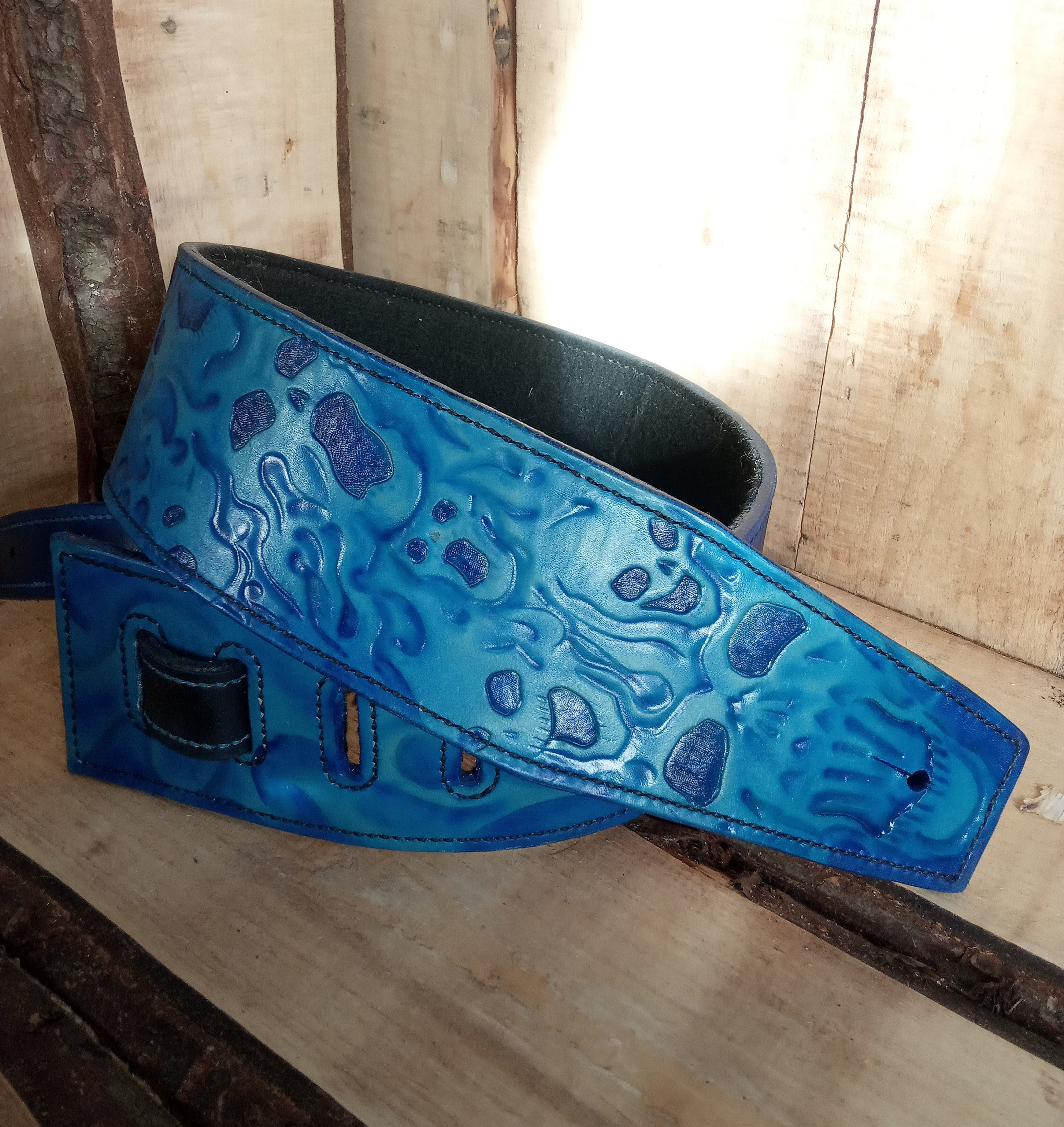 Guitar Strap Blue Skulls Souls. Free Shipping Etsy