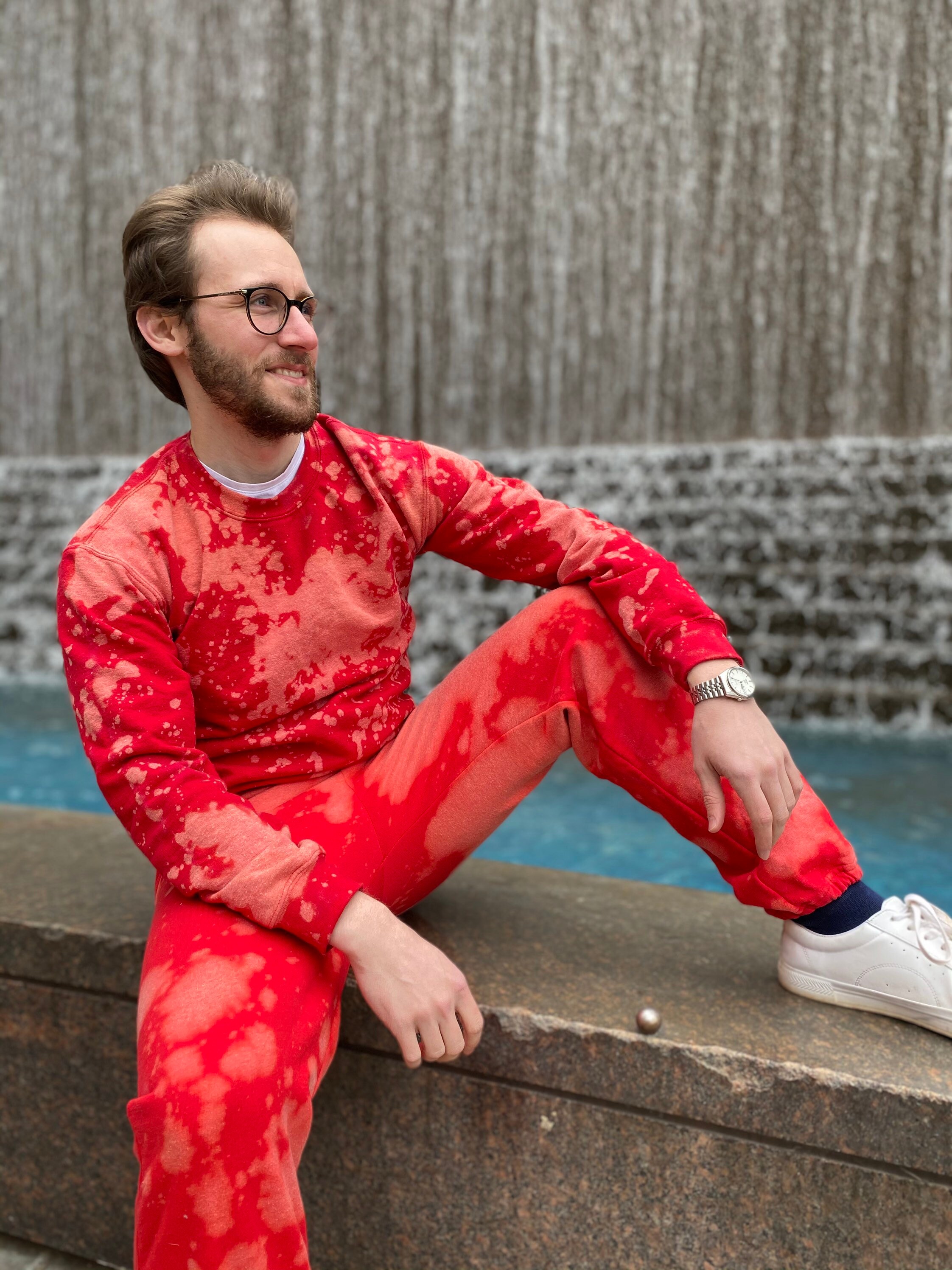 bleached sweatshirt and sweatpants