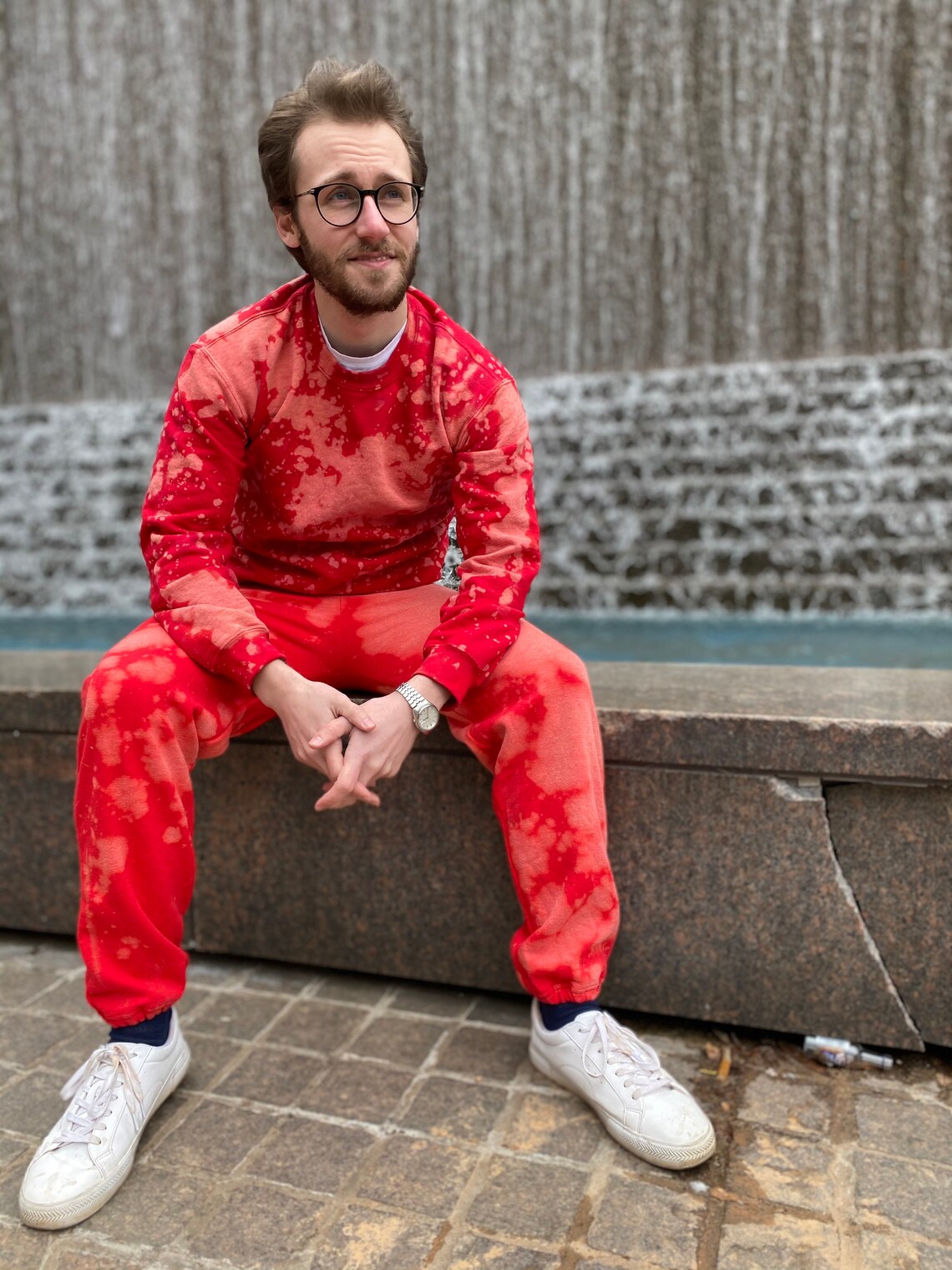 bleached sweatshirt and sweatpants