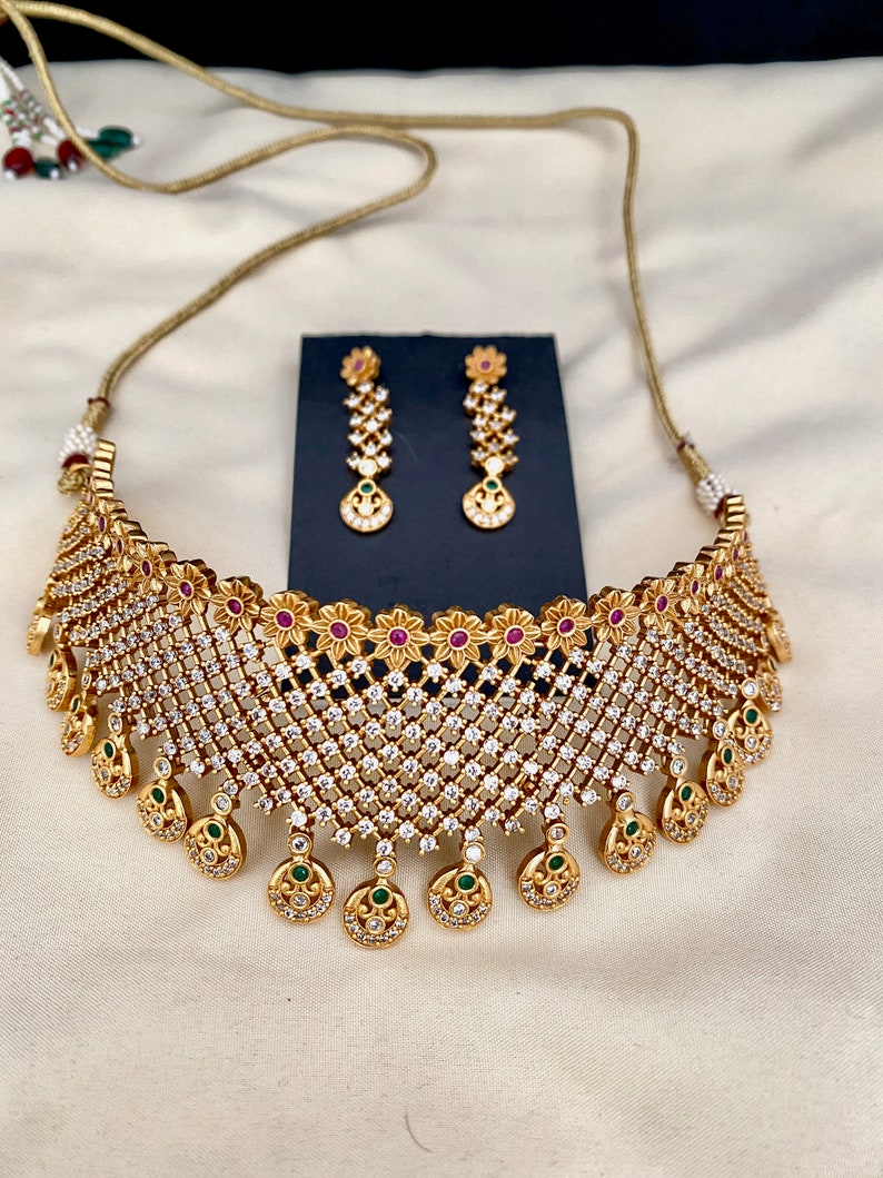 Matte Gold Finish With Matching Earringscubic Zirconia CZ and Etsy