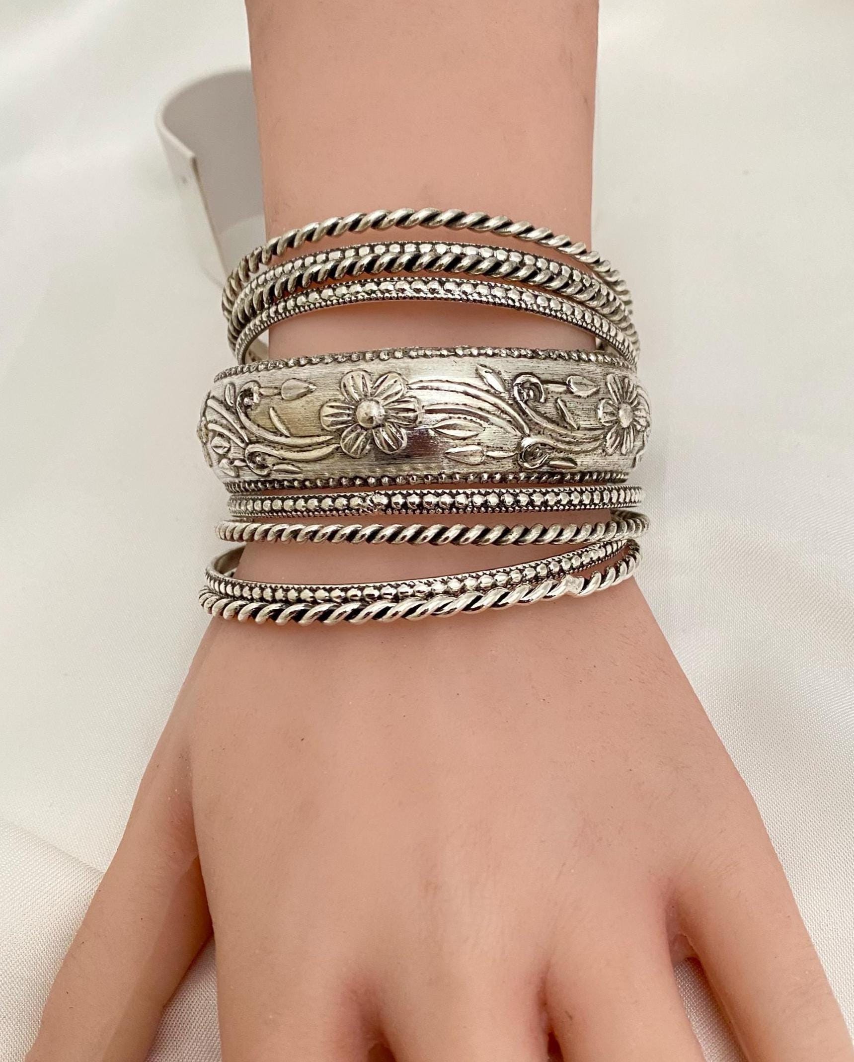 Black and Silver Bangles