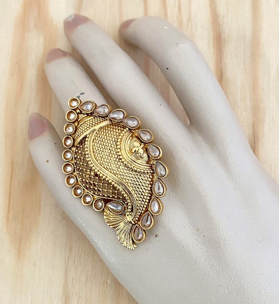 Indian Designer Finger Rings GoldPlated Love Ring Women's Christmas Gift  Jewelry | eBay