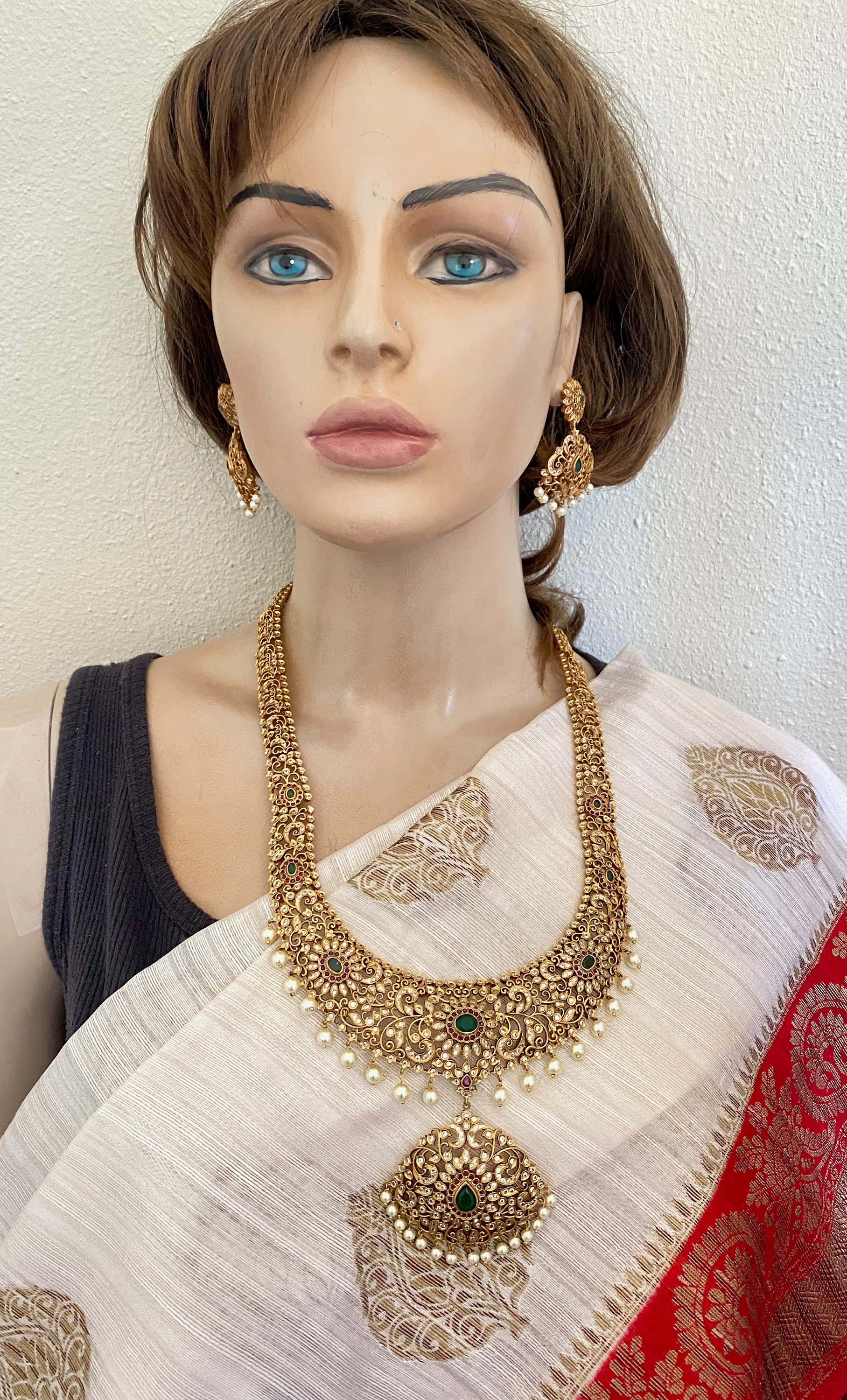 One gram gold white stone jewellery discount