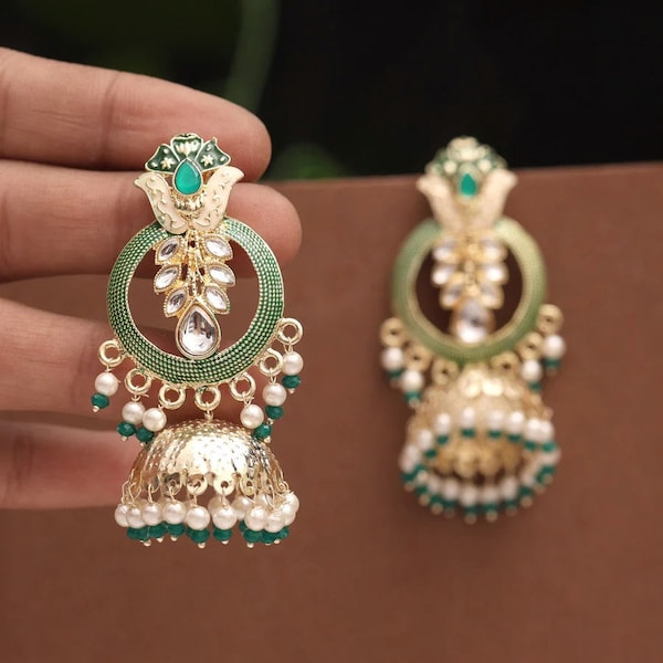 Kundan Meenakari Earrings,Meenakari Jhumka Earrings with pearls,Pink,Blue,Maroon, Green, Aqua Earrings Jhumka,Bollywood fashion Earrings