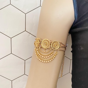 Wrist Band/Vanki/Bajuband/Armlet,Traditional Maharashtrian Wedding,Ethnic Jewelry,Gold Plated,Adjustable wristBand,South Indian Jewelry