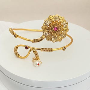 Wrist Band/Vanki/Bajuband/Armlet,Traditional Maharashtrian Wedding,Ethnic Jewelry,Gold Plated,Adjustable wristBand,South Indian Jewelry