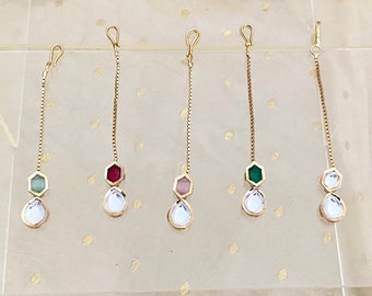 Kundan Maang Ka Tikka,Gold Plated Maang ka Tika,Indian Forehead Jewelry,Pakistani Jewelry,Jhoomar, Delicate Tikka,Kundan Kids/Teen Tikka