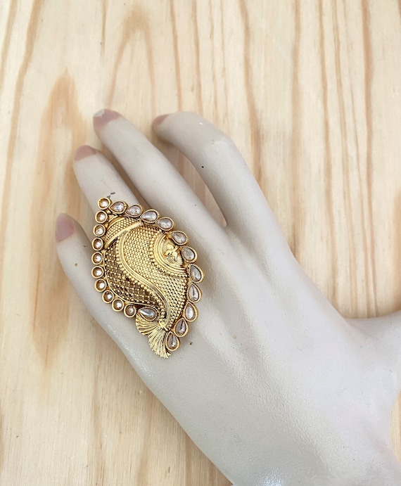 Gold Plated Adjustable Finger Ring,antique Finish Adjustable