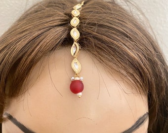 Kundan Maang Ka Tikka gold Plated Maang Ka Tika indian Forehead Jewelry pakistani Jewelry jhoomar Delicate Tikka Etsy