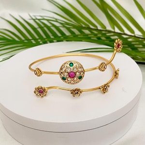 Wrist Band/Vanki/Bajuband/Armlet,Traditional Maharashtrian Wedding,Ethnic Jewelry,Gold Plated,Adjustable wristBand,South Indian Jewelry