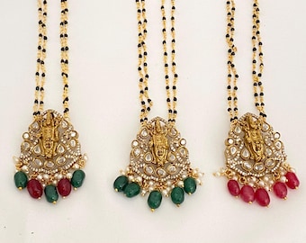 American Diamond Mangalsutra (AD)Necklace,Black beads,Gold Plated,Small Mangalsutra,Indian Bollywood Jewelry,Indian Bridal Jewelry