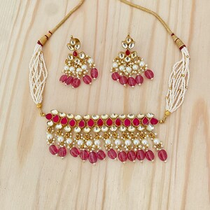 Pachi Kundan Pink Choker Necklace,Pachi Kundan Earrings,Rajasthani Jewelry,Kundan Jewelry,Sabyasachi Inspired Jewelry, Kundan Jewelry